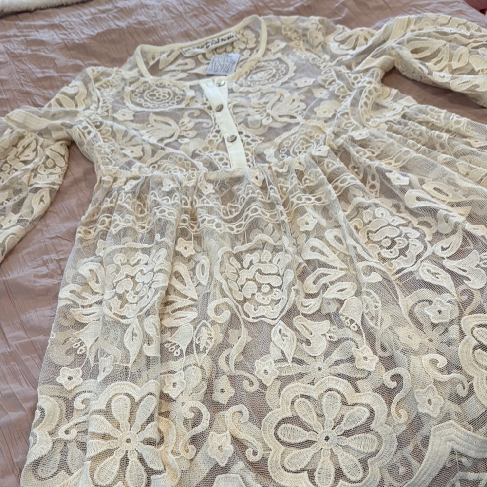 NWT Free People Ivory Floral Lace Dress